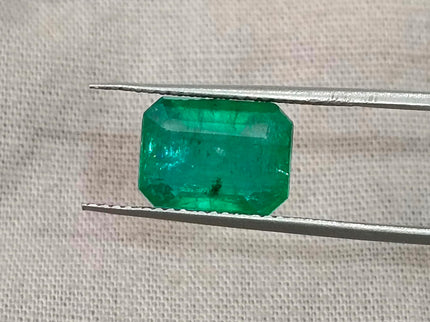 3.15ct Zambian Emerald, Certified Natural Deep Green Octagon Cut Gemstone
