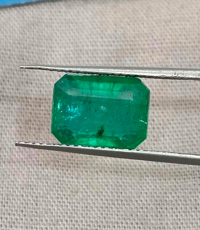 3.15ct Zambian Emerald, Certified Natural Deep Green Octagon Cut Gemstone