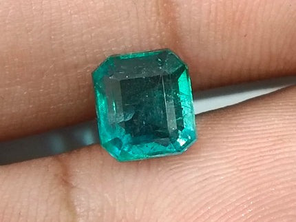2.07ct Natural Emerald GSI Certified Blue Green Octagon Cut Gemstone