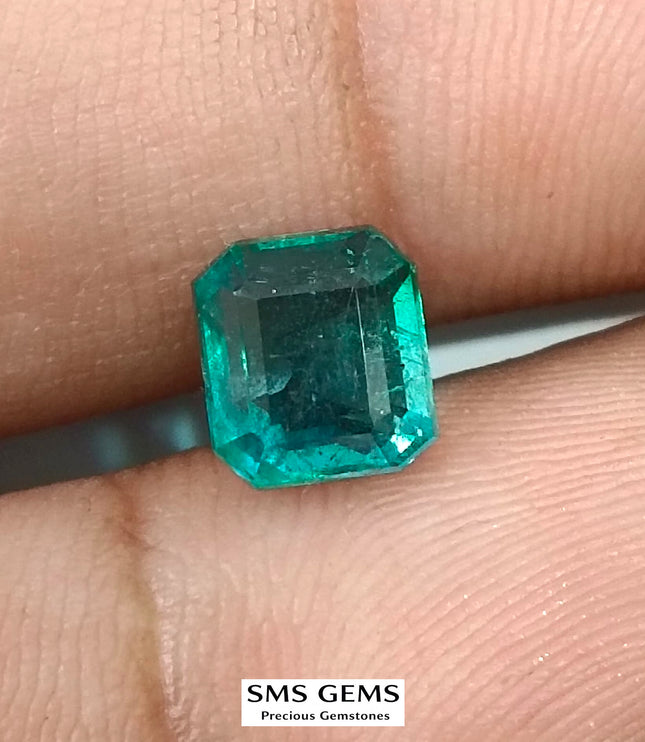 2.07ct Natural Emerald GSI Certified Blue Green Octagon Cut Gemstone