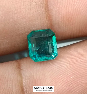 2.07ct Natural Emerald GSI Certified Blue Green Octagon Cut Gemstone