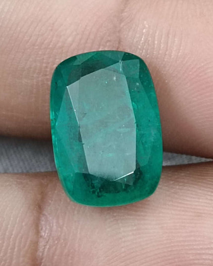 Big 9.75ct Zambian Emerald, Cushion cut Medium Deep Green Loose Gemstone.