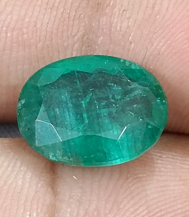 Natural Zambian Emerald 6.54ct Medium Deep Forest Green Oval Cut Big Size Gemstone