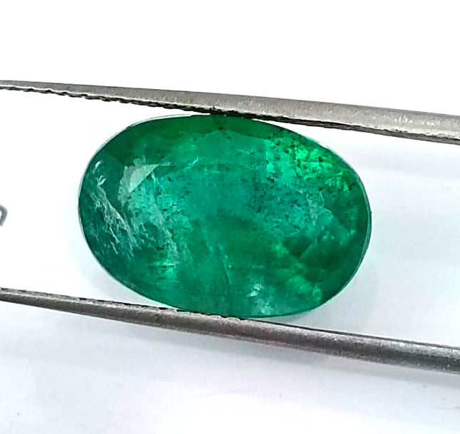 Natural Emerald 5.67ct Deep Green Zambian Origin Oval Cut Minor Oiled Loose Gemstone