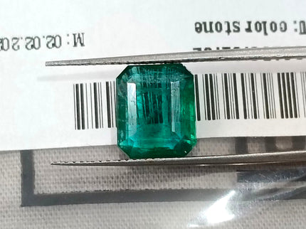 Zambian Emerald 3.38ct Natural Certified Medium Deep Green Octagon Cut Gemstone