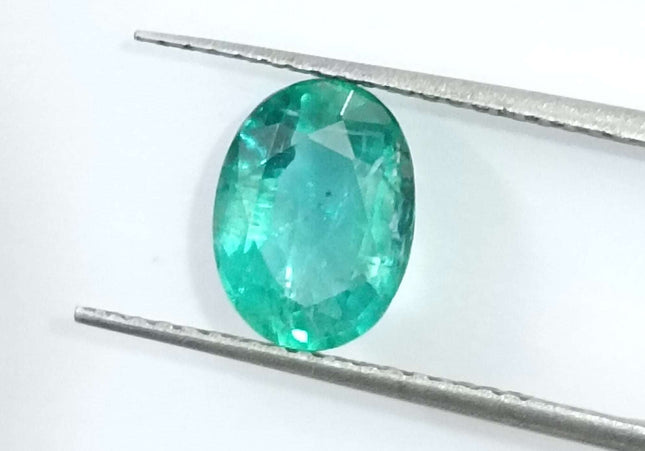 GSI Certified 1.44ct Medium Shamrock Green Natural Zambian Emerald Minor Oiled Loose Gemstone