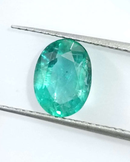 GSI Certified 1.44ct Medium Shamrock Green Natural Zambian Emerald Minor Oiled Loose Gemstone