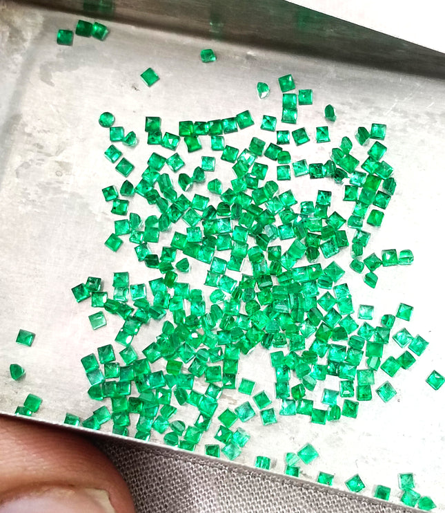 Calibrated Natural Emerald Lot 8.20ct Medium Deep Vivid Green Princess Cut Loose Stone