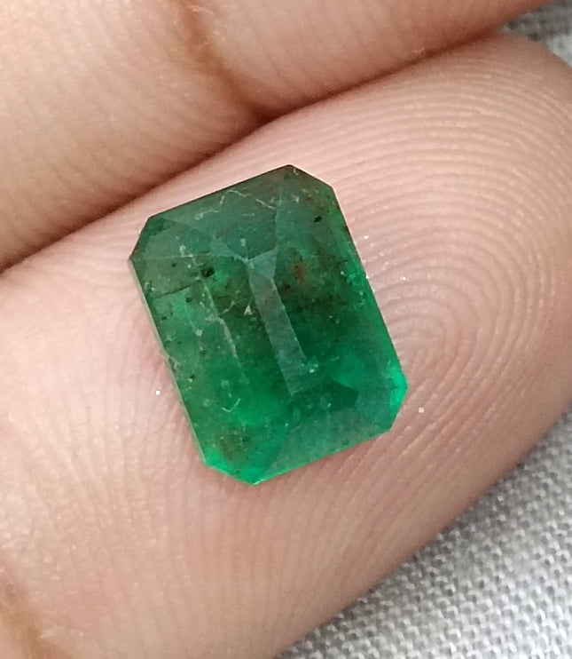 2.79ct Natural Emerald Vivid Deep Green Zambian Octagon Cut Loose Gemstone