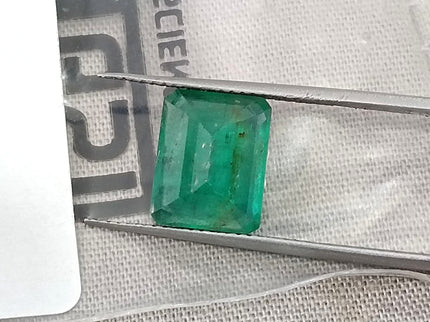 Natural Emerald 3.58ct GSI Certified Medium Deep Green Octagon Cut Gemstone