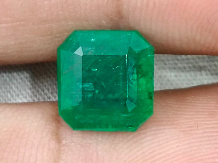 4.88ct Zambian Emerald, Certified Natural Medium Green Octagon Cut Loose Gemstone