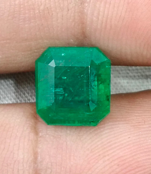 4.88ct Zambian Emerald, Certified Natural Medium Green Octagon Cut Loose Gemstone