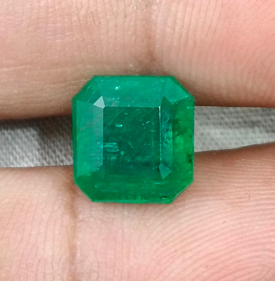 4.88ct Zambian Emerald, Certified Natural Medium Green Octagon Cut Loose Gemstone