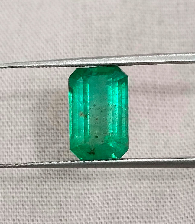Zambian Emerald 2.63ct Neon Green Natural Certified Octagon Cut Stone