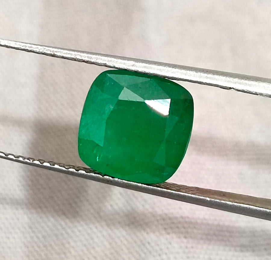 Zambian Emerald 2.87ct Natural Deep Pure Green Cushion Cut Loose Gemstone