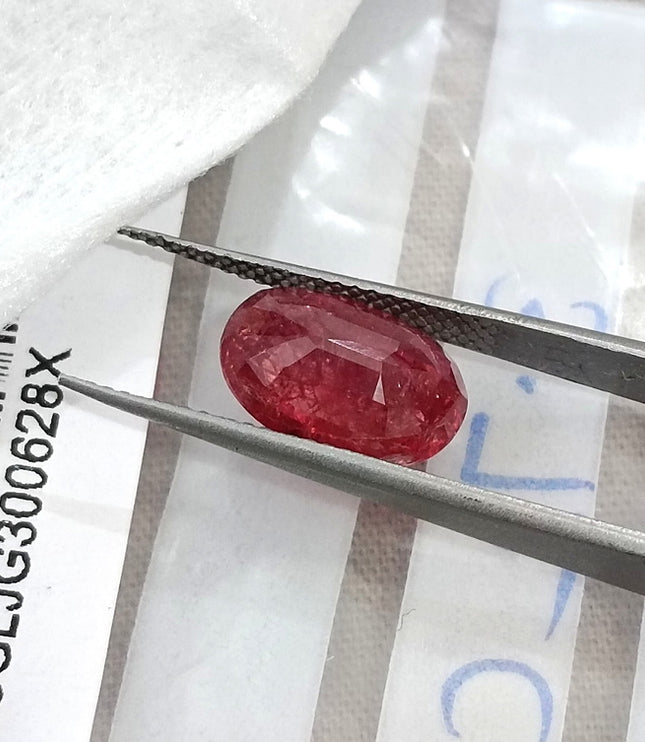 3.72ct Unheated Mozambique Ruby Natural SGL Certified Rasberry Red Oval Cut Loose Gemstone