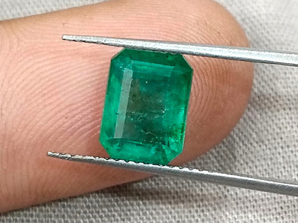 2.85ct Zambian Emerald, Certified Natural Medium Deep Green Octagon Cut Gemstone