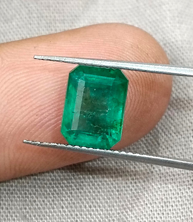 2.85ct Zambian Emerald, Certified Natural Medium Deep Green Octagon Cut Gemstone