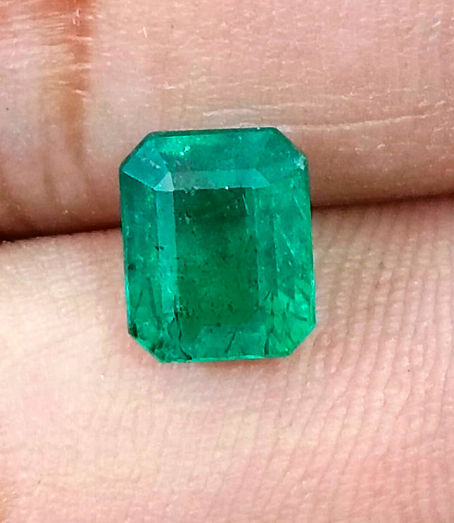 2.15ct Certified Zambian Emerald, Natural Medium Green Octagon Cut Gemstone