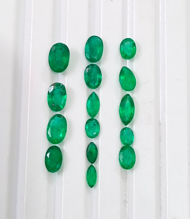 2.65ct Natural Emerald Parcel Vivid Deep Green Zambian Mixed Cut Loose Gemstones