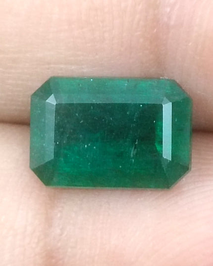 GSI Certified Dark Green Zambian Emerald Minor Oiled Loose Gemstone