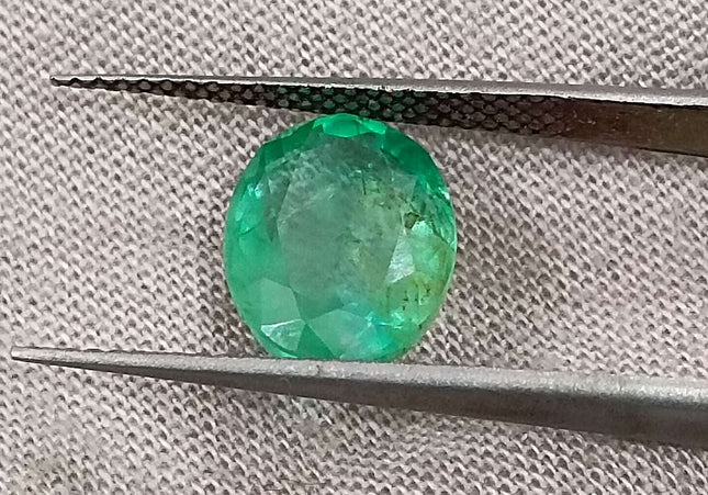 GSI Certified 2.60ct Sea Green Oval Cut Natural Panjshir Emerald Minor Oiled Loose Gemstone