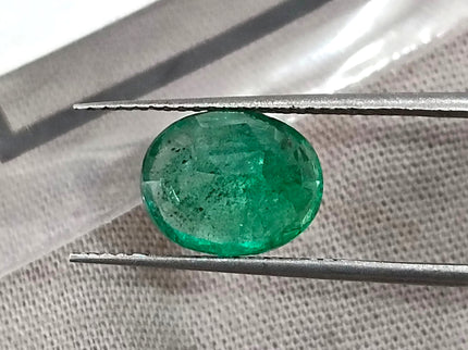 Zambian Emerald 2.76ct Certified Natural Deep Golden Green Oval Cut Loose Gemstone