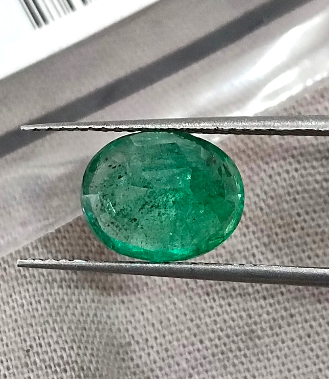 Zambian Emerald 2.76ct Certified Natural Deep Golden Green Oval Cut Loose Gemstone