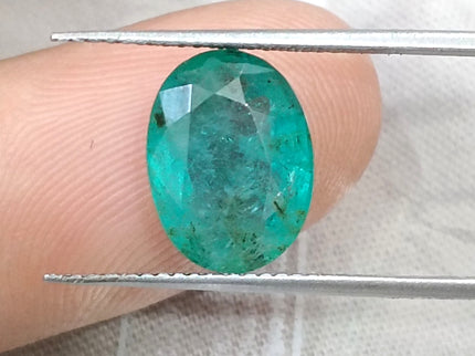 3.73ct  Emerald Natural Medium Bluish Green AGRL Certified Oval Cut Gemstone