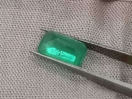 Certified 1.52ct Natural Zambian Emerald Stone Medium Green Octagon Cut Gemstone