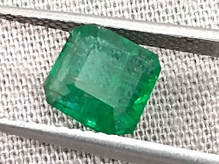 Natural Zambian Emerald 1.25ct Certified Deep Vivid Green Octagon Cut Loose Gemstone