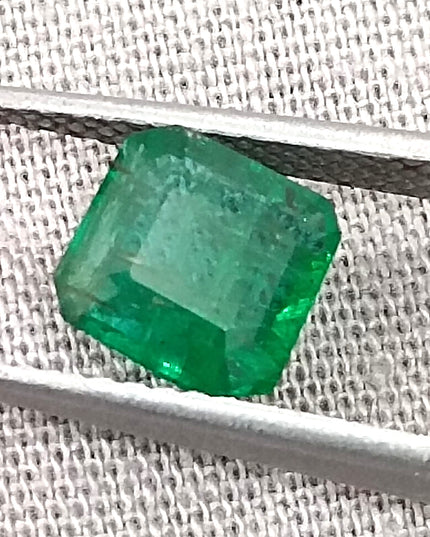 1.25ct Natural Zambian Emerald, Certified Deep Vivid Green Loose Gemstone