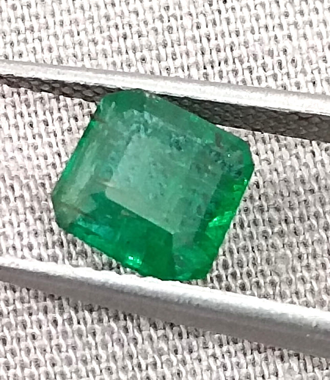 Natural Zambian Emerald 1.25ct Certified Deep Vivid Green Octagon Cut Loose Gemstone