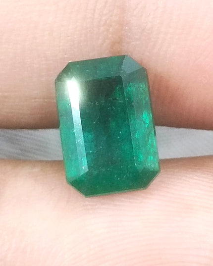 GSI Certified Dark Green Zambian Emerald Minor Oiled Loose Gemstone