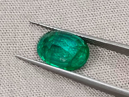 3.02ct Zambian Emerald, Certified Natural Deep Vivid Green Oval Cut Loose Gemstone