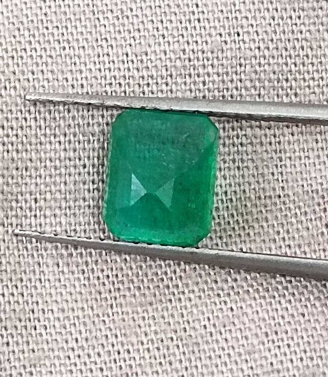 Zambian Emerald 1.60ct Natural Deep Glass Green Octagon Cut Loose Gemstone
