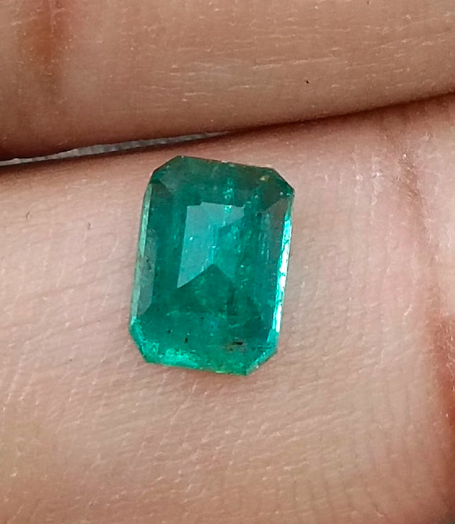 1.72ct Natural Emerald Medium Intense Green GSI Certified Octagon Cut Gemstone