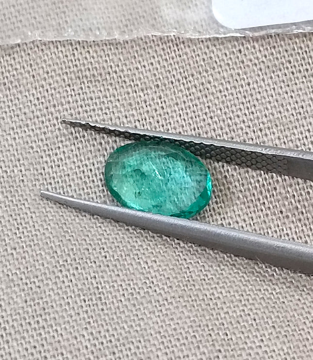 1.20ct Bright Medium Light Green Zambian Natural Emerald Oval Cut SGL Certified Gemstone