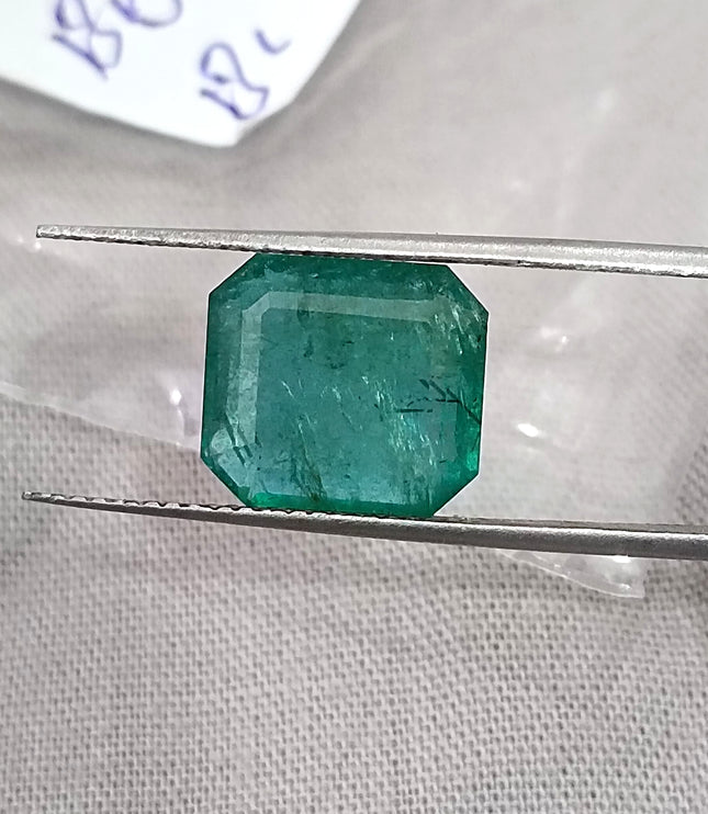 6.18ct Natural Emerald AGRL Certified Medium Deep Velvet Green Octagon Cut Gemstone