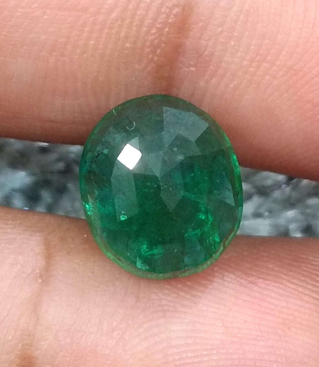 Natural Emerald 5.67ct Certified Zambian Origin Deep Green Stone.
