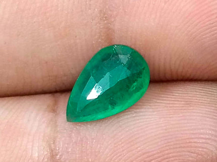 1.77ct Natural Emerald Pure Medium Deep Velvet Green Zambian Pear Cut Loose Gemstone