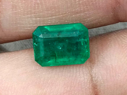3.15ct Zambian Emerald, Certified Natural Deep Green Octagon Cut Gemstone