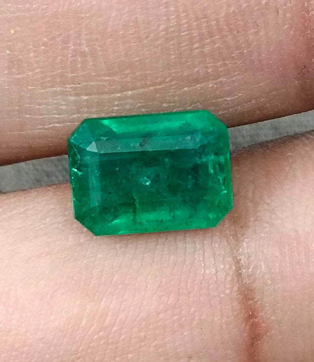 3.15ct Zambian Emerald, Certified Natural Deep Green Octagon Cut Gemstone