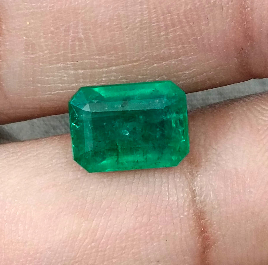 3.15ct Zambian Emerald, Certified Natural Deep Green Octagon Cut Gemstone