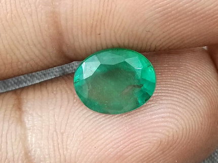 Certified 2.47ct Natural Zambian Emerald Medium Green Oval Cut Loose Gemstone