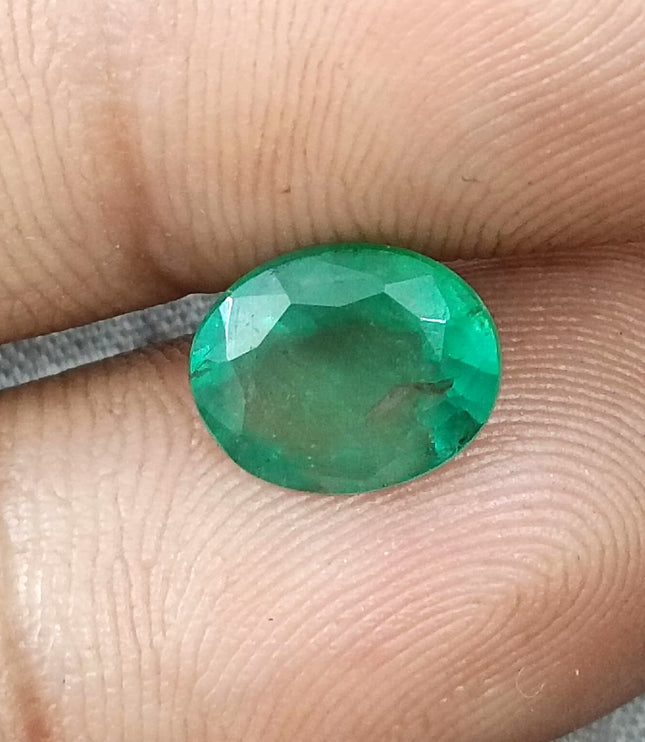 Certified 2.47ct Natural Zambian Emerald Medium Green Oval Cut Loose Gemstone