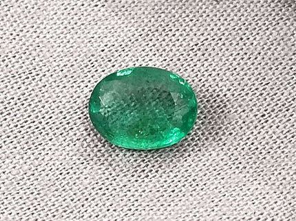 1.60ct Natural Emerald Medium Deep Green GSI Certified Zambian Oval Cut Gemstone