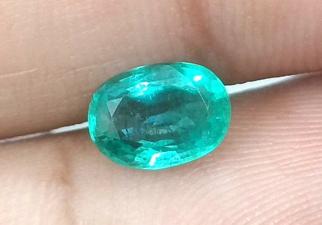 GSI USA Certified 1.26ct Medium Light Green Natural Zambian Emerald Minor Oiled Loose Gemstone