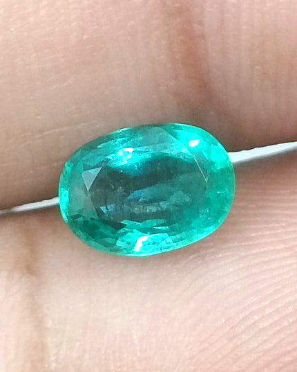 GSI USA Certified 1.26ct Medium Light Green Natural Zambian Emerald Minor Oiled Loose Gemstone
