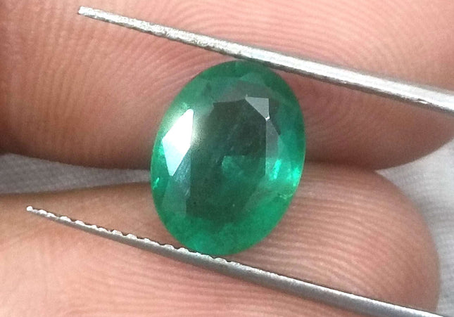 2.52ct GSI USA Certified Deep Green Zambian Emerald Minor Oiled Loose Gemstone